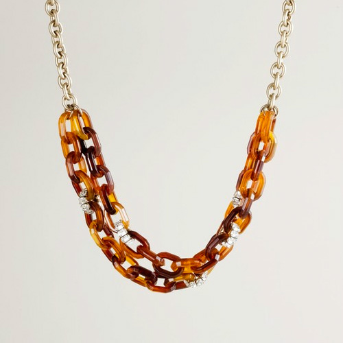 Resin and Crystal Link Necklace