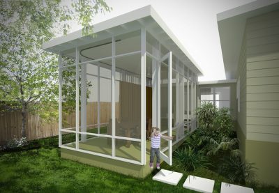 Exterior (After): "The proposed screen porch would be open on three sides and act as a outdoor living space for our home. It would make our child very happy."