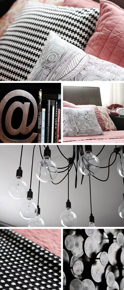 Coral and Gray Bedroom with Black and White Details, Making it Lovely