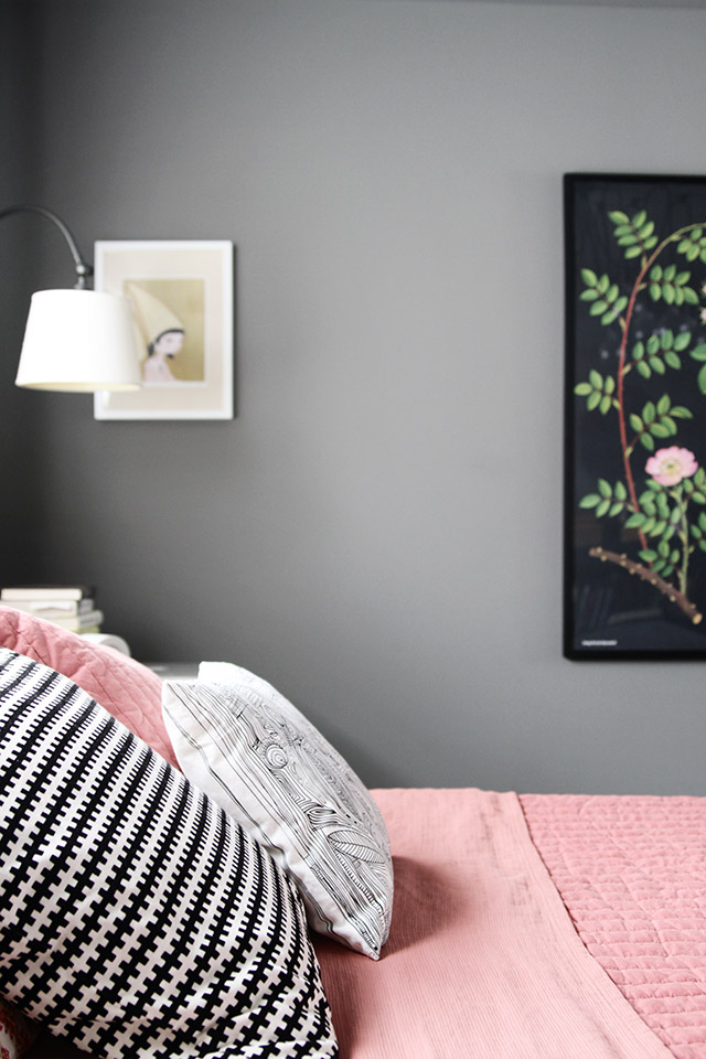 Coral and Gray Bedroom with Black and White, Making it Lovely