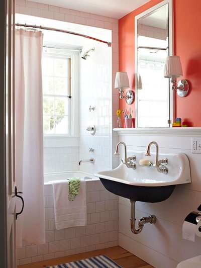 Black and White Bathroom, Plus Orange