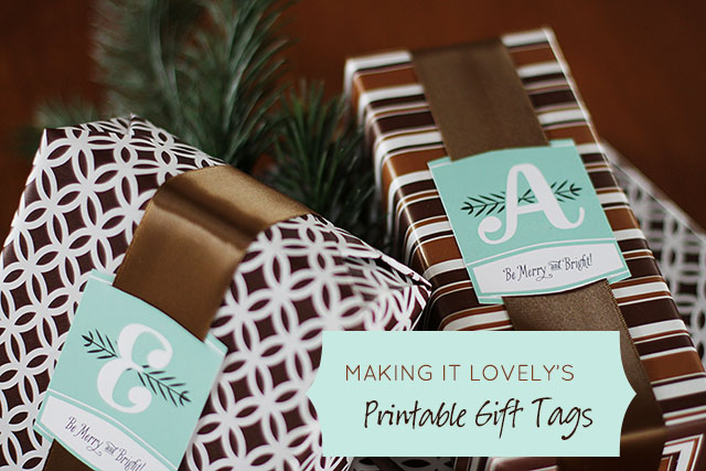 Free Printable Christmas Monogram Gift Tags from Making it Lovely