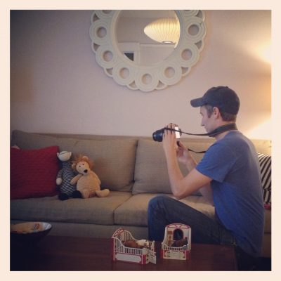 John Petersik of Young House Love taking photos of Making it Lovely's house