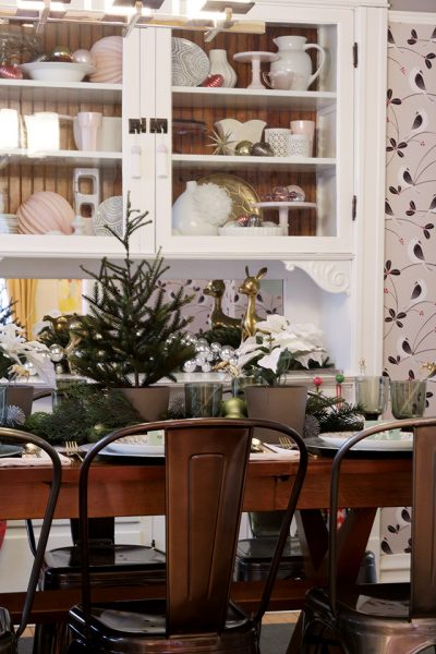 Dining Room with the Table Set for Christmas
