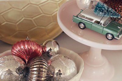 Christmas Ornaments, Christmas Tree on a Toy Car