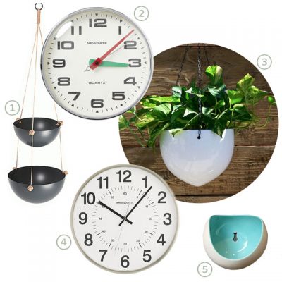 Kitchen Wall Clock and Hanging/Wall Planters