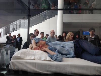 Tilda Swinton Sleeping at the MOMA