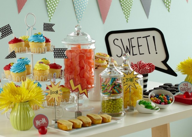 Comic Book Baby Shower Theme - Sweets Table