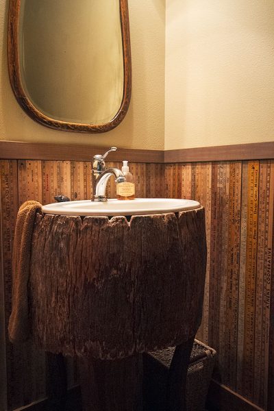 Vintage Yardsticks as Wainscoting