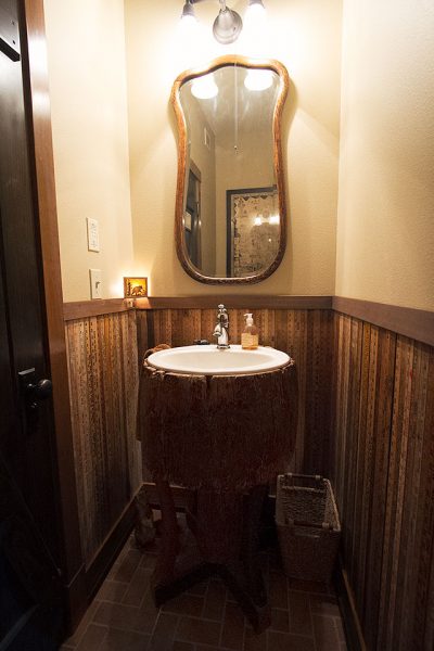 Vintage Yardsticks as Wainscoting