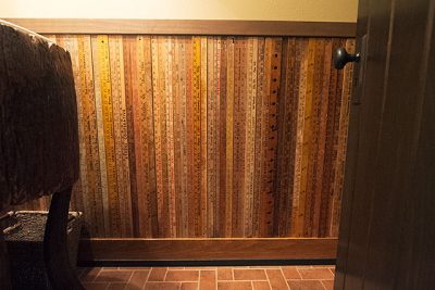 Vintage Yardsticks as Wainscoting