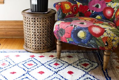 Crazy Patterned Rug, Crazy Floral Chair