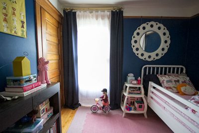 Dark Blue Curtains in a Dark Blue Kid's Room