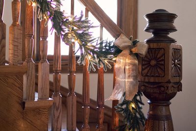 Garland on the Stairs for Christmas