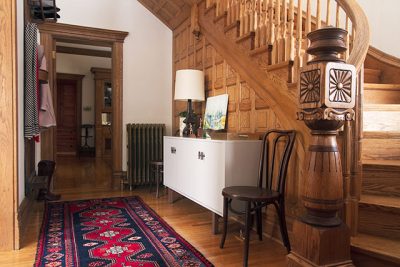 Victorian Entryway with Wooden Staircase #makingitlovely