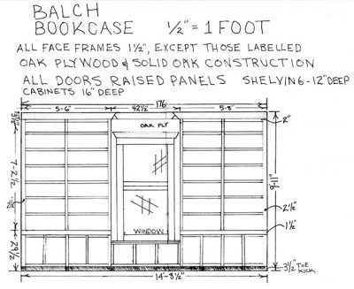 Balch Bookcase (Contractor's Drawing)
