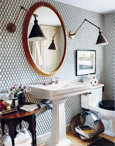 Get the Look: A Black, White, and Wood Bathroom