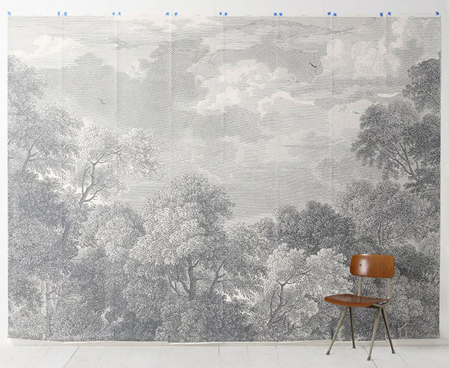 Etched Arcadia Mural Grisaille Wallpaper from Anthropologie