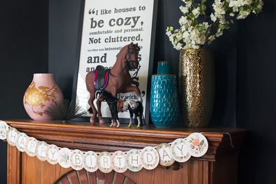 Happy Birthday Sign on the Fireplace