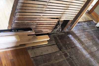 Ripped Up Flooring, Lathe Behind Original Plaster