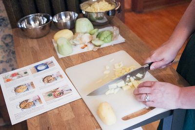 Preparing Ingredients from Blue Apron