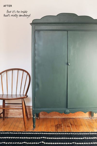 DIY Striped Painted Armoire, After