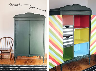 DIY Striped Armoire Surprise