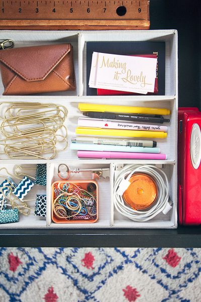 Organized Desk Drawer | Making it Lovely