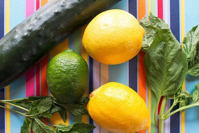 Cucumber, Lemon, Lime, Mint, and Basil