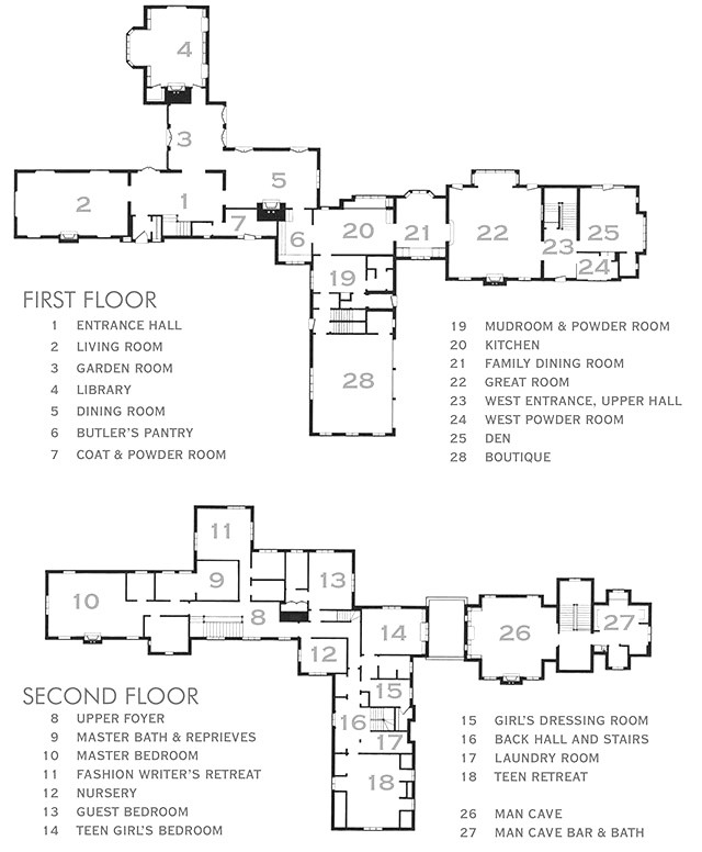 Lake Forest Showhouse & Gardens, 2015, Floor Plans