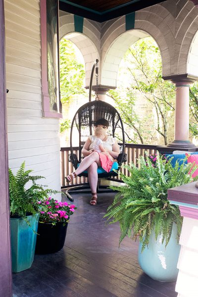 Swing Chair on a Victorian Front Porch | Making it Lovely