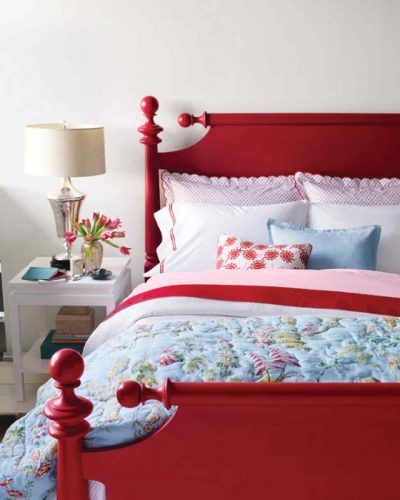 Painted Red Cannonball Bed, Martha Stewart