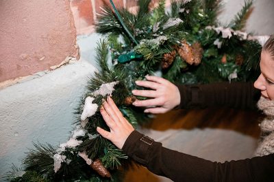 Putting Up the "Bright Friday" Installation by Glade at Lillstreet Art Center
