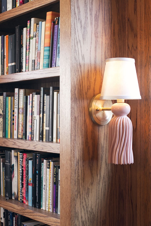 Pink and Brass Tassel Sconce