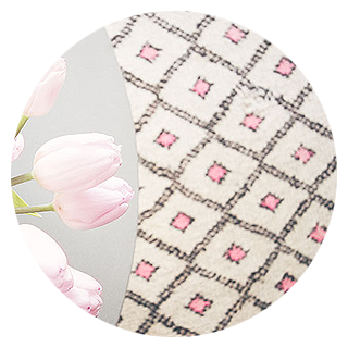 Moroccan Pink and White Beni Ourain Rug