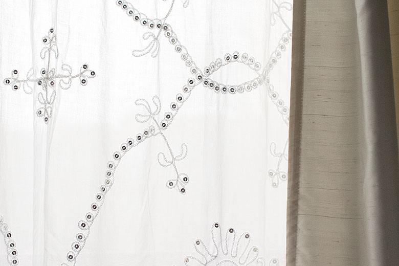 Embroidered Sheer Curtains with Sequins