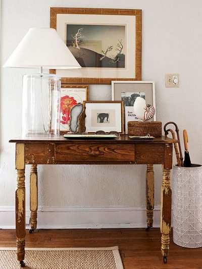 Weathered Vintage Table in an Entryway