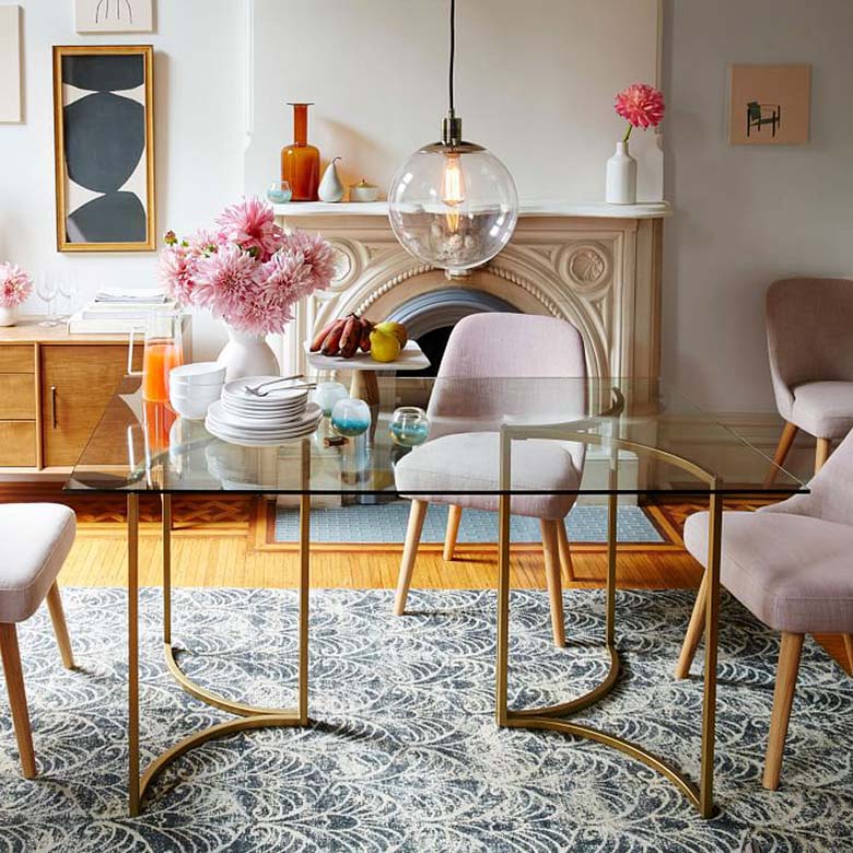 West Elm Pink Mid-Century Dining Chairs