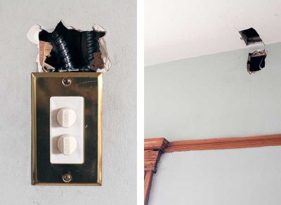 Holes in the Bedroom Ceiling and Walls from Rewiring