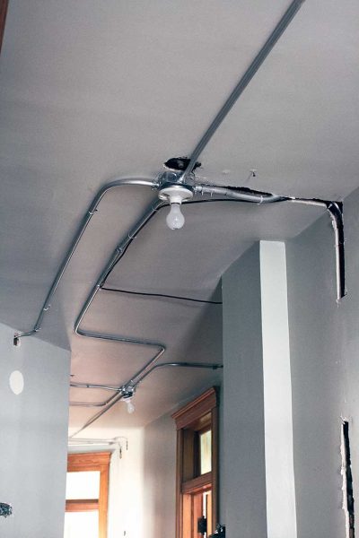 Hallway Ceiling, Second Floor, with Conduit for Electrical Rewiring