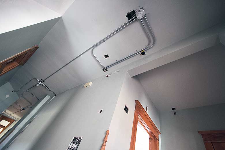 Hallway Ceiling, Second Floor, with Conduit for Electrical Rewiring