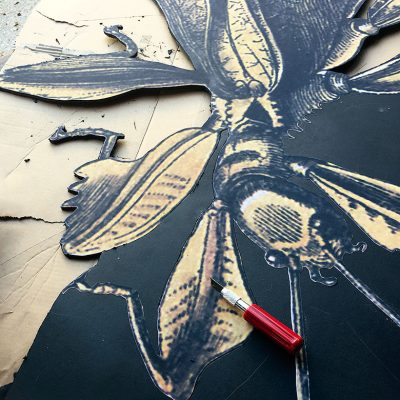 Using an X-Acto Knife to cut out a mounted illustration from foam core board | Making it Lovely