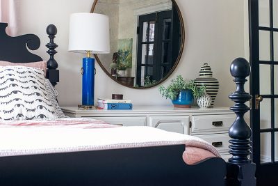 A Vintage Dresser, Painted by MegMade, Instead of a Nightstand | Making it Lovely's One Room Challenge Bedroom