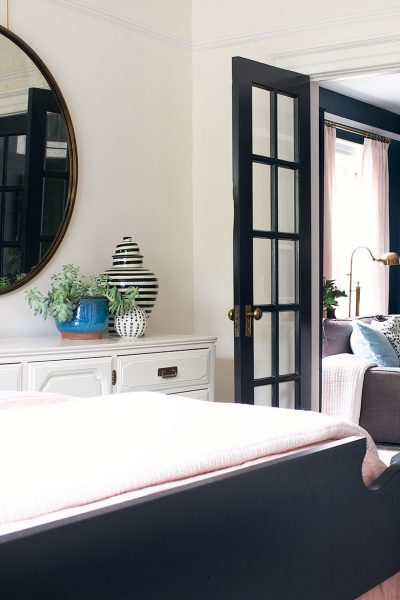 Bedroom with Vintage Dresser Pianted by MegMade | Making it Lovely's One Room Challenge Bedroom