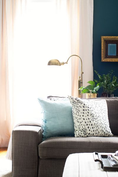 Task Light for Reading Behind the Couch | Making it Lovely's One Room Challenge Den