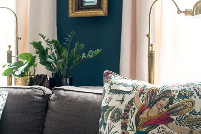 Pillow from Jeanine Guncheon Gallery | Making it Lovely's One Room Challenge Den