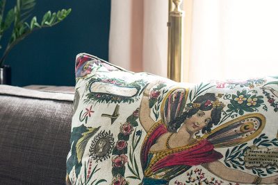 Pillow from Jeanine Guncheon Gallery | Making it Lovely's One Room Challenge Den