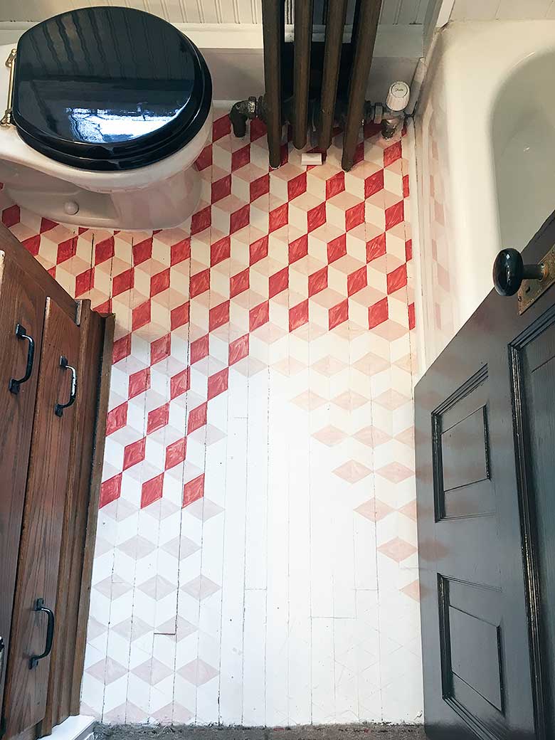 Geometric DIY Painted Floor in Progress | Making it Lovely