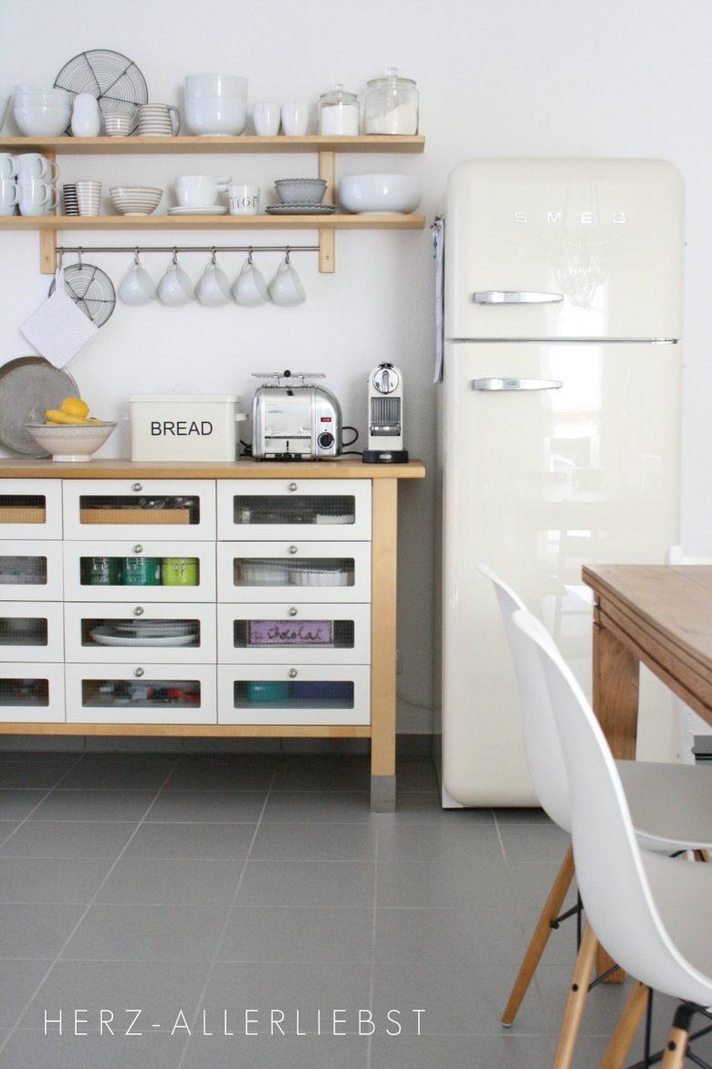 IKEA Varde Drawers and Smeg Fridge in Kitchen