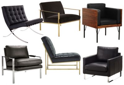 Dark Leather and Velvet Chairs, Slim, Metal Base | Making it Lovely